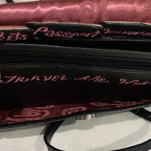 Brighton Travel the World Black Croc Embossed Crossbody/Envelope/Clutch bag - Picture 11 of 12